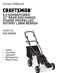Craftsman 8.5 hp snow thrower 536. Owner S Manual 6 0 Horsepower 22 Rear Discharge Power Propelled Rotary Lawn Mower