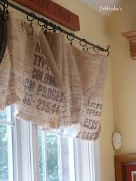 Diy No Sew Burlap Kitchen Valances Made From Coffee Bags Debbiedoo S Unique Window Treatments Burlap Kitchen Funky Junk Interiors