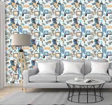 This modern farmhouse living room is a hit. Movie Night Living Room Wallpaper Tenstickers