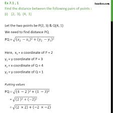 Ex 7 1 1 Class 10 Maths Find Distance Between I 2 3 4 1