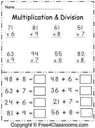 Multiplication worksheets for grade 3. Free 3rd Grade Math Multiplication And Division Math Worksheet Free4classrooms