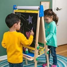 This durable kid's easel helps youngsters develop their fine motor skills as they write on one side and hang up pictures. Crayola Kids Dual Sided Art Easel Wooden Dry Erase Board And Chalkboard At Toys R Us