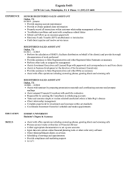 $16.25 per hour job outlook: Registered Sales Assistant Resume Samples Velvet Jobs
