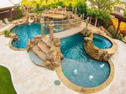 Dream Pool With Bridge Wade In Area Jacuzzi And Slide Design Designer Designs Designlife Gardeningtips Kitche Dream Pools Backyard Pool Tropical Backyard