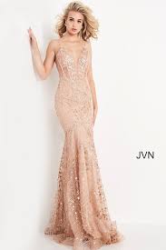 Browse through our prom dresses collection and pick one that you like best. Jvn05788 Champagne Plunging Neck Spaghetti Strap Prom Dress