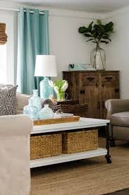Farmhouse Style Living Room With Turquoise Accents Farm House Living Room Living Room Turquoise Turquoise Living Room Decor