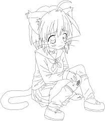 Cute girls, cute couples and more. Download Cat Girl Line Art Anime Cat Girl Coloring Pages Full Size Png Image Pngkit
