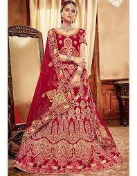 Extravagant Red Velvet Bridal Lehenga Choli Bridal Lehenga Red Designer Bridal Lehenga Bridal Lehenga Online