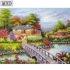 It enrich the beautiful scenery and natures for sightseeing that is r. Find More Diamond Painting Cross Stitch Information About Mhd Full Round Drill 5d Diy Diamond Painting Dream Hou Countryside Landscape Landscape Mosaic Scenery