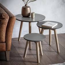 Hudson Living Bergen Scandi Set Of 3 Tables In Grey In 2020 Nesting Tables Nesting Tables Living Room Concrete Table