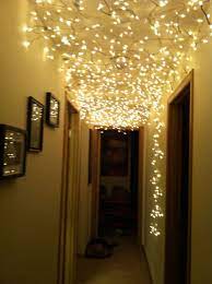 Hall Lights We Used Chrome Duct Tape And Thumb Tacks To Put On Ceiling And From The Outlet Up We Pulled Creative Lighting Bedroom Lighting Ceiling Lights