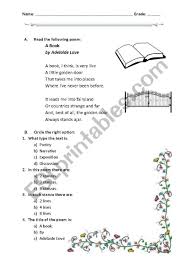 They may be trying to understand what makes her who she is, but they fail to grasp or touch these truths. Reading A Poem A Book Esl Worksheet By Hokage8002