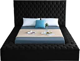 Upgrade the style and comfort of your bedroom with a queen size upholstered platform bed. Meridian Furniture Bliss Collection Modern Contemporary Velvet Upholstered Bed With Deep Button Tufting And Storage Compartments In Rails And Footboard Black King Pricepulse