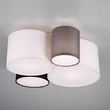 Deckenleuchte Aus Stoff In Weiss Grau Und Schwarz Mit 51 Cm Lange Beleuchtung Decke Lampenschirm Led