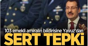 103 emekli amiral bildirisi, 4 nisan 2021 tarihinde türk deniz kuvvetleri'nden emekli olmuş 104 amiral tarafından yazılan bir uyarı mektubu veya bildiridir. Mxn4nk Zq1cubm
