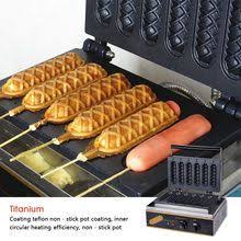 Electric Muffin Waffle Hot Dog Machine Commercial Non Stick 6 Stick Lolly Waffle Maker Sausage Gas Crispy Making Machine Waffles Maker Waffles Food