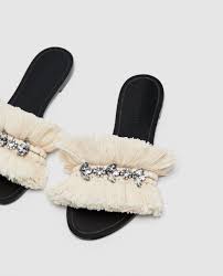 Beaded Fringed Slides Collection Paris To Marrakesh Trf Zara United States Bohem Sikligi Terlik Ayakkabilar