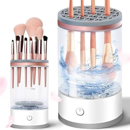 Amazon.com: Limpiadores de brochas de maquillaje eléctricos, color blanco, operación con un solo clic, lavadora de cepillos para lavar y secar instantáneamente tus brochas de maquillaje, tapete limpiador de brochas de maquillaje :