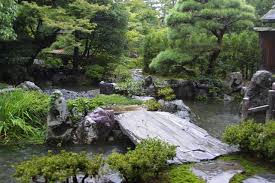 Featuring full length split railings with vertical side slats and finials; Japanese Gardens Elements Bridges 1