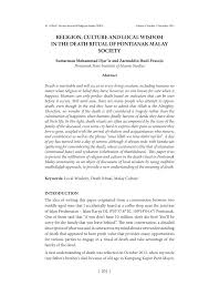 Ada beberapa yang ingin saya komentari : Pdf Religion Culture And Local Wisdom In The Death Ritual Of Pontianak Malay Society