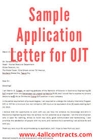 Sample Application Letter For Ojt Application Letters Lettering Rental Agreement Templates