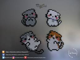 Aimants Chatons Kawaii Perles Hama Kawaii Kittens Magnets Perler Beads Perler Bead Art Hama Beads Design Diy Perler Beads