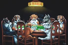 Velvet Painting Of 7 Dogs Playing A Poker Game 36 X 24 Size Passing An Ace Under The Table The Velve Dogs Playing Poker Velvet Painting Dogs Playing Pool