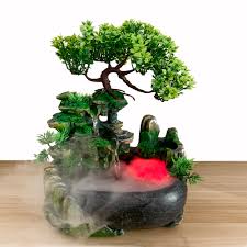 Viele brunnen sind mit beleuchtung lieferbar, und bringen in den abendstunden ein besonderes flair in ihren garten, wintergarten, terrasse oder in die wohnung. Feng Shui Innen Desktop Wasser Brunnen Steingarten Wasserfall Dekorative Harz Handwerk Hause Garten Dekorationen Statue Ornament Geschenk Figurines Miniatures Aliexpress