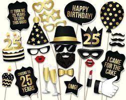 30th Birthday Photo Booth Props Printable 25th Birthday Photo Booth Props Printable Pdf Black And Gold Etsy Birthday Props Birthday Photo Booths 21st Birthday Decorations