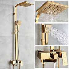 Brushed nickel bathtub faucet wall mount mixer tap w/ hand shower tub filler1. Bathtub Faucets Luxury Gold Brass Bathroom Faucet Mixer Tap Wall Mounted Hand Held Shower Head Kit Shower Faucet Sets Buy Online In Antigua And Barbuda At Antigua Desertcart Com Productid 153232618