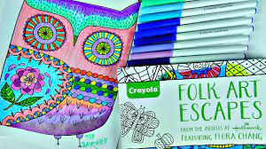Escapes collage art coloring book review and completed page. Crayola Folk Art Escape Coloring Book So Relaxing Youtube