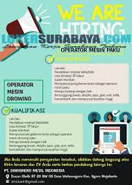 Paku bumi mas yang beralamat di sidoarjo, merupakan perusahaan yang bergerak dalam bidang produksi karung dan biji . Loker Surabaya Terbaru Di Pt Dingsheng Metal Indonesia Juni 2019 Lowongan Kerja Surabaya Juni 2021 Lowongan Kerja Jawa Timur Terbaru