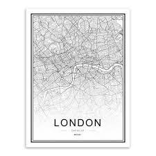 Black And White Canvas Pictures Of London Black And White World City Map Print Map Wall Art Map Canvas Map Canvas Print