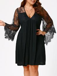 Empire Waist Plus Size Tunic Dress Black 5xl Plus Size Lace Dress Mini Dress With Sleeves Plus Size Tunic Dress