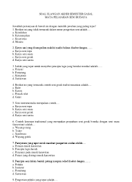 Contoh soal seni budaya kelas 7 smp/mts semester 1 dan semester 2 lengkap dengan kunci jawabannya 2019. Soal Uas Ukk Seni Budaya Smp Mts Kelas 7 8 Lengkap Dengan Kunci Jawaban Uas 1 Sbk 7