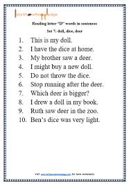 8 letter word list ; Kindergarten Reading Practice For Letter D Words In Sentences Printable Worksheets Lets Share Knowledge