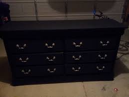 I Took An Old Cherry Wood Dresser And Painted It Black Spray Painted The Old Brass Handles Chrome And Taadaa Lo Cherry Wood Dresser Cherry Wood Wood Dresser