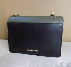 Michael Kors Jade Olive Green White Black Leather Shoulder Handbag Purse Green Handbag Leather Shoulder Handbags Green Wallets