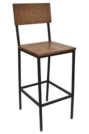 Henry Collection Steel Bar Stool With Distressed Solid Wood Seat And Back Steel Bar Stools Iron Bar Stools Metal Bar Stools