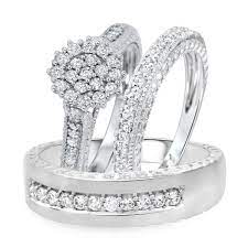 1 Carat Diamond Trio Wedding Ring Set 14k White Gold In 2021 Wedding Ring Trio Sets Wedding Ring Trio Wedding Ring Sets
