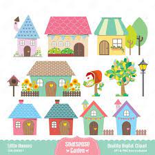 Little Houses Digital Clipart Home Clip Art By Ssgarden On Etsy 3 99 Clip Art Digital Clip Art Little Houses