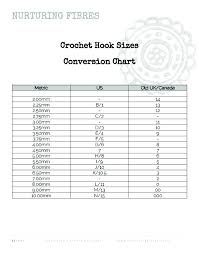 Crochet Hooks Conversion Chart Nurturing Fibres