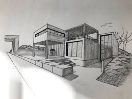 You don't want to draw all the way to the x just as. Two Point Perspective Modern House Drawing Gallery Plaka Auto