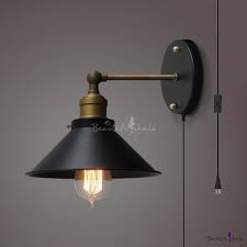 Plug in wall sconce wayfair child. Antique Style Cone Wall Sconce 1 Light Metal Wall Lamp With Plug In Cord In Black For Dining Room Metal Wall Lamp Wall Sconces Wall Lamp