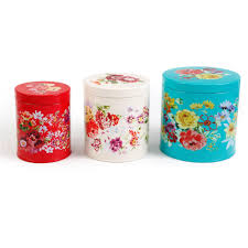 The Pioneer Woman Garden Meadow 3 Piece Tin Canister Set Walmart Com Pioneer Woman Kitchen Pioneer Woman Dishes Pioneer Woman