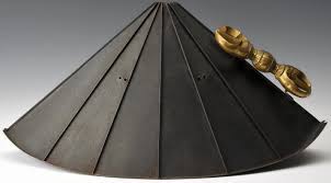 12 Ken Tetsu Nirayama Style Jingasa Gilt Wood Maedate Edo Period 27cm High Japanese Warrior Cool Armor Arms And Armour