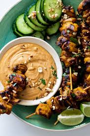 Easy Chicken Satay With Peanut Sauce Simply Delicious Recipe Chicken Satay Grilled Chicken Recipes Summer Recipes Dinner