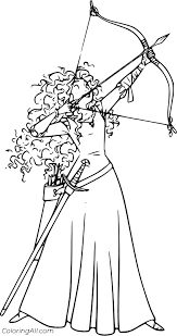 Disney princess coloring book pages. Brave Merida Shooting Arrows Coloring Page Coloringall
