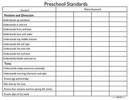 Preschool Standards Assessment Checklist Assessment Checklist Preschool Assessment