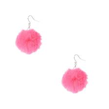 1 5 Pink Pom Pom Drop Earrings Claire S